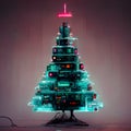 cyberpunk christmas tree, neural network generated art