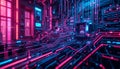Cyberpunk Circuit Board: Futuristic Technology Background (Generative AI