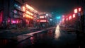 Cyberpunk city, abstract illustration, futuristic city, dystoptic artwork at night, 4k wallpaper, Royalty Free Stock Photo