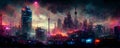 Cyberpunk City Landscape made with Generative AI Royalty Free Stock Photo