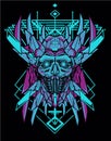 Cyberpunk Dark horror Samurai transformer head sacred geometry