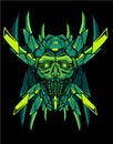 Cyberpunk green Dark horror Samurai transformer head sacred geometry