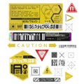 Cyberpunk decals set. Set of vector stickers and labels in futuristic style