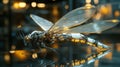 Cyberpunk Dragonfly Robot, Futuristic Insect Machine Royalty Free Stock Photo