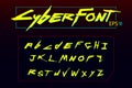 Cyberpunk font. Vector cyberfont for design.