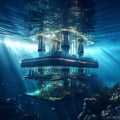 Cyberpunk futuristic architecture building under Water