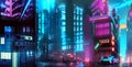 Outskirt at the slum city beneath neon light, Generative AI Based Artwork