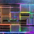 439 Cyberpunk Futuristic Grid: A futuristic and cyberpunk-inspired background featuring a grid of futuristic elements in neon an Royalty Free Stock Photo