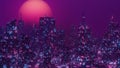 Cyberpunk Futuristic Neon Skyscraper Cyber Punk City Banner Background 3d Render