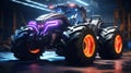 Cyberpunk Futuristic Tractor Hyperrealistic 3D-Style Concept