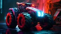 Cyberpunk Futuristic Tractor Hyperrealistic 3D-Style Concept