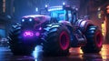 Cyberpunk Futuristic Tractor Hyperrealistic 3D-Style Concept