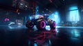 Cyberpunk Futuristic Tractor Hyperrealistic 3D-Style Concept