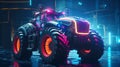 Cyberpunk Futuristic Tractor Hyperrealistic 3D-Style Concept