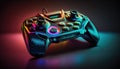 Cyberpunk gaming controller joystick, gamepad illustration