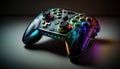 Cyberpunk gaming controller joystick, gamepad illustration