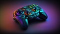 Cyberpunk gaming controller joystick, gamepad illustration