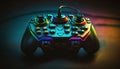 Cyberpunk gaming controller joystick, gamepad illustration