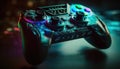 Cyberpunk gaming controller joystick, gamepad illustration