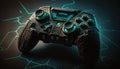 Cyberpunk gaming controller joystick, gamepad illustration