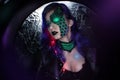 Cyberpunk girl cosplay purple hair