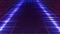 Cyberpunk glitch background. Dark sky with stars. Perspective grid. Blue distorted neon light. Empty space for your content Royalty Free Stock Photo