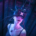 Cyberpunk hacker girl Royalty Free Stock Photo