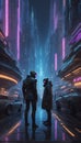 Circuitry Elegance: Neon Serenade. Generative AI