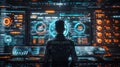 Cyberpunk Hacker at Work Royalty Free Stock Photo