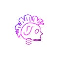 Cyberpunk head with mohawk outline icon. Futuristic skull. Future with robot technology