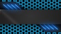 Cyberpunk Hexagonal Pattern with Blue Neon Lines and Banner Royalty Free Stock Photo