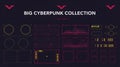 Cyberpunk HUD UI Collection - Futuristic Neon Display Elements for Games & Tech Projects Royalty Free Stock Photo