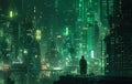 cyberpunk-inspired cityscape merging the anime aesthetic