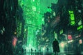 cyberpunk-inspired cityscape merging the anime aesthetic