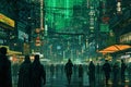 cyberpunk-inspired cityscape merging the anime aesthetic