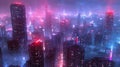 Cyberpunk-inspired neon cityscapes with intricate details and a futuristic color palette