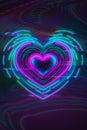 cyberpunk neon glowing 3d heart on glitched halftone background