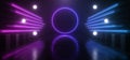 Cyberpunk Neon Laser Cyber Sci Fi Circle Lights Glowing Classic Retro Blue Purple Pantone Reflective Concrete Grunge Club Night