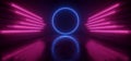 Cyberpunk Neon Laser Cyber Sci Fi Circle Lights Glowing Classic Retro Blue Red Pantone Reflective Concrete Grunge Club Night Dance