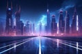 Cyberpunk Night City. A Glimpse into the Future Royalty Free Stock Photo