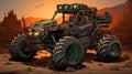 Cyberpunk Off Road Vehicle In Desert: Aquirax Uno Inspired Artwork