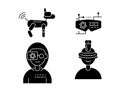 Cyberpunk outline icons set. Futuristic glasses and robot dog. High tech technology. Future people avatar Royalty Free Stock Photo