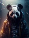 Cyberpunk Panda realistic illustration generated with AI tools