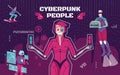 Cyberpunk People Flat Collage