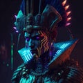 Cyberpunk pharaoh in futuristic scene digital art