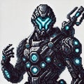 Cyberpunk Pixel Soldier Royalty Free Stock Photo