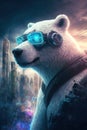 Cyberpunk Polar Bear in Urban Neon Shades - Generative AI