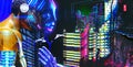 Neon Metal Tribe Nightmare Cityscape, Generative AI Art