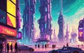 Futuristic cyberpunk city background. Future landscape Generative AI