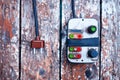 Cyberpunk power control switch bokeh background Royalty Free Stock Photo